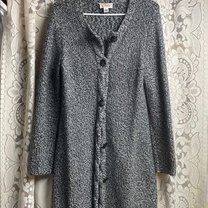 Talbots Black and Grey Knee Length Cardigan